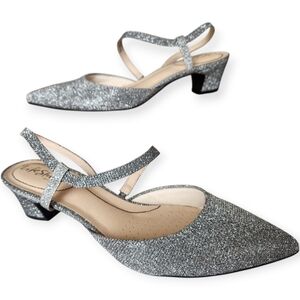 LifeStride Women's Minimalist Silver Slingback Holiday Heel Size 9W NWOT